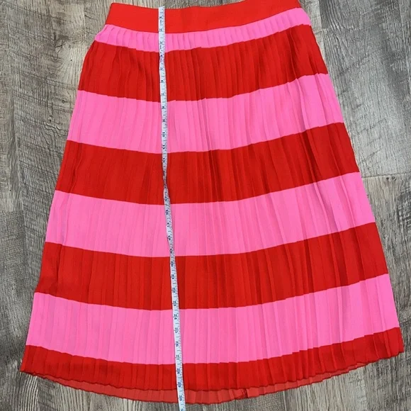 J Crew Red and Pink Pleated Skirt 6‎ - Picture 4 of 6